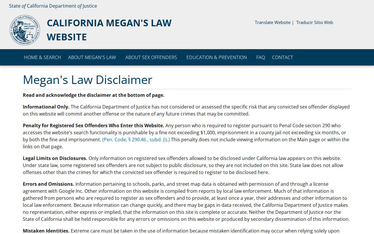 East Palo Alto public records Megan's Law registry search