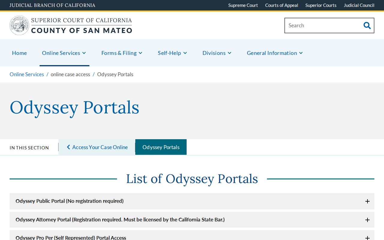 East Palo Alto public records court portal access